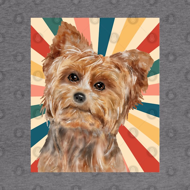 Cute Yorkshire Terrier Dog Breed 80s 90s Retro Style Vintage Design Animal Pet by Inspirational And Motivational T-Shirts